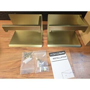 Stainless Steel Toilet Paper Holder with Shelf, Brushed Gold Wall Mount 2 Pack